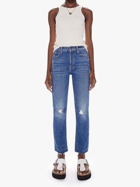 MOTHER Tomcat Ankle High Rise-Let's Kick It Blue Denim Jeans Women Size 28
